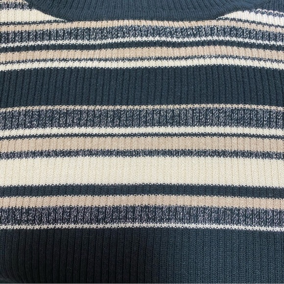 Vtg 90s y2k Ribbed Sweater Turtleneck Knit stripes with Metallic thread 2000s. - Picture 3 of 6